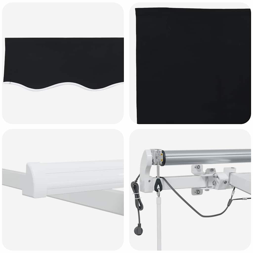 Skrovita tenda Crna 300 x 250 cm Poliester i metal