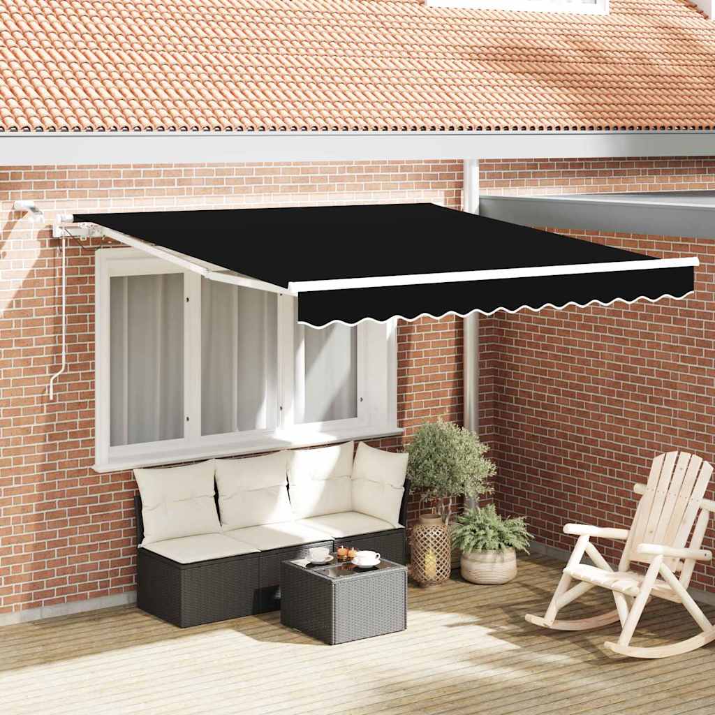 Skrovita tenda Crna 300 x 250 cm Poliester i metal