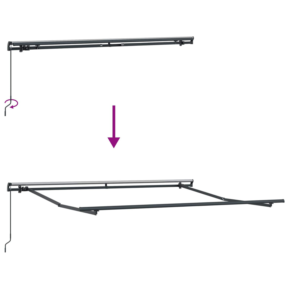 Skrovita tenda Bež 300 x 250 cm Poliester i čelik