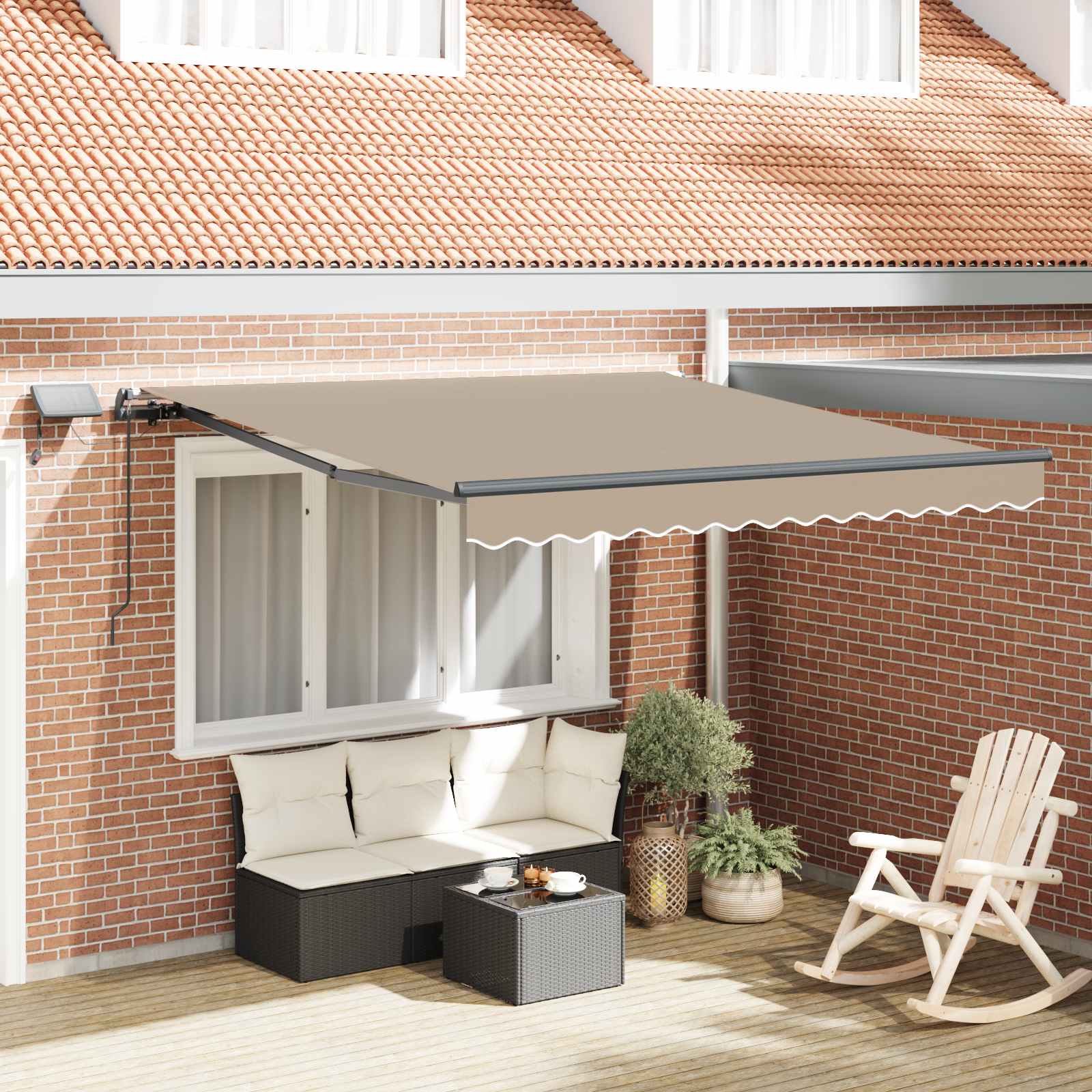 Skrovita tenda S LED lampica Bež 300 x 250 cm tkanina