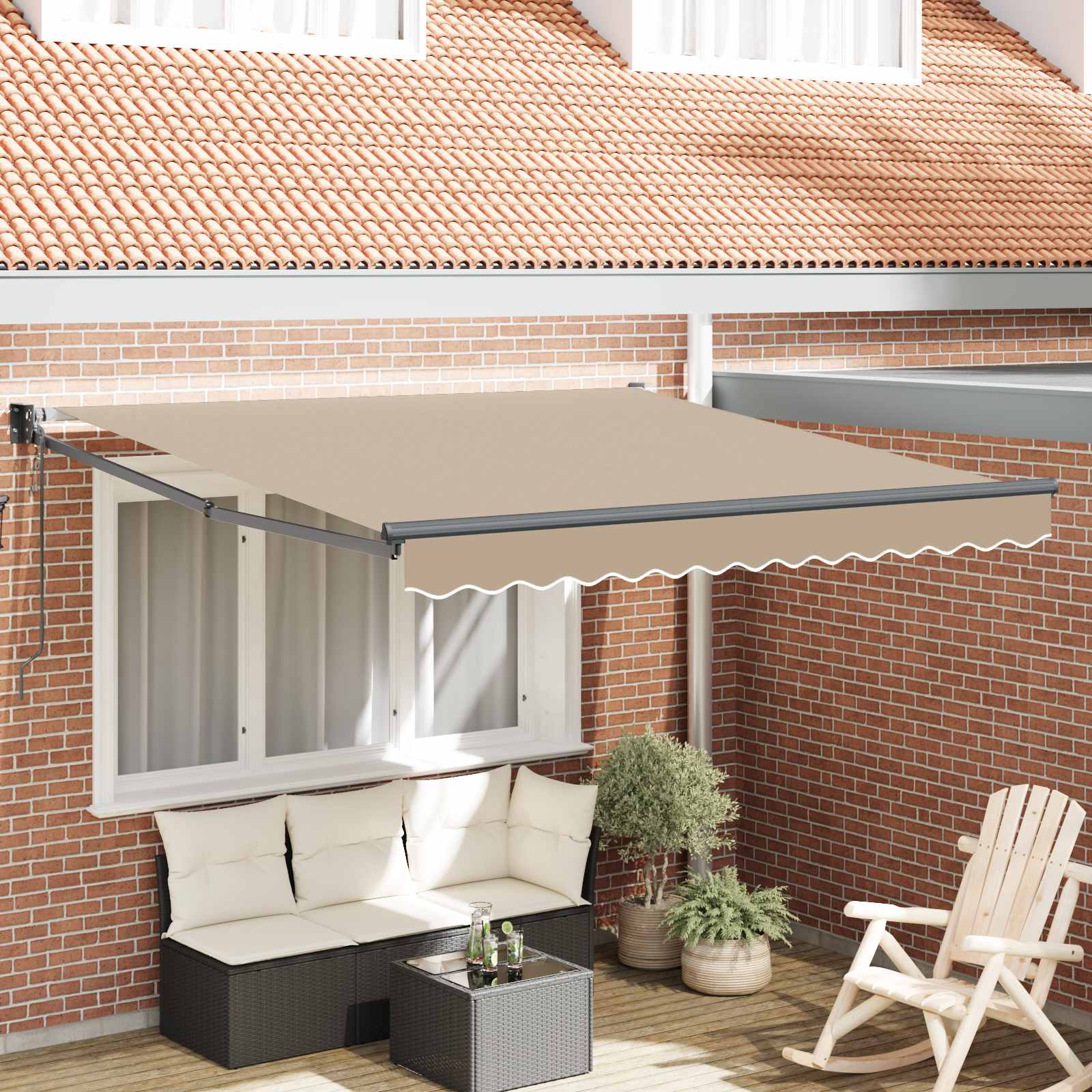 Povlačivi tende Bež 300 x 250 x 165 cm Poliester i metal