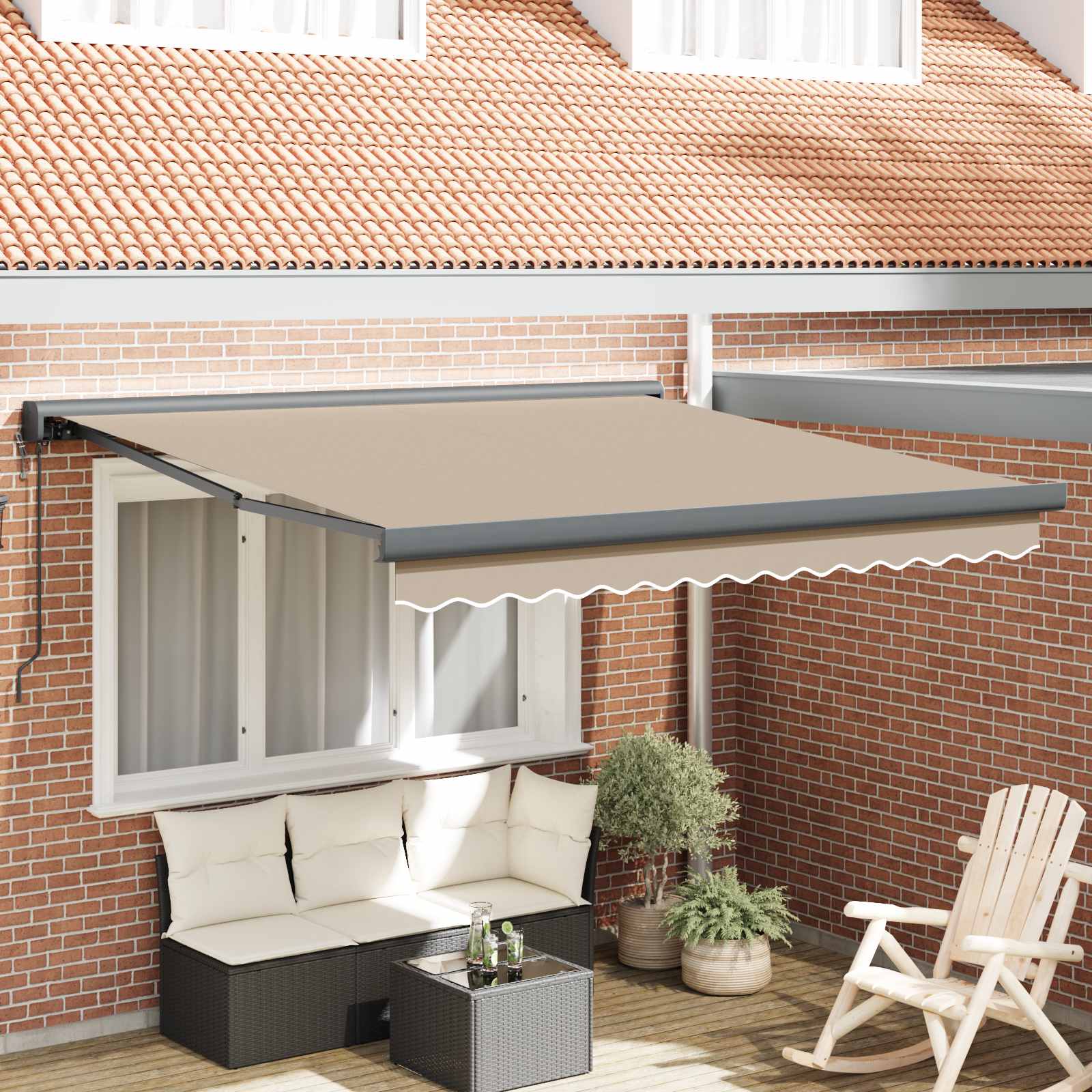 Nadstrešnica Bež 300 x 250 cm Poliester i aluminij