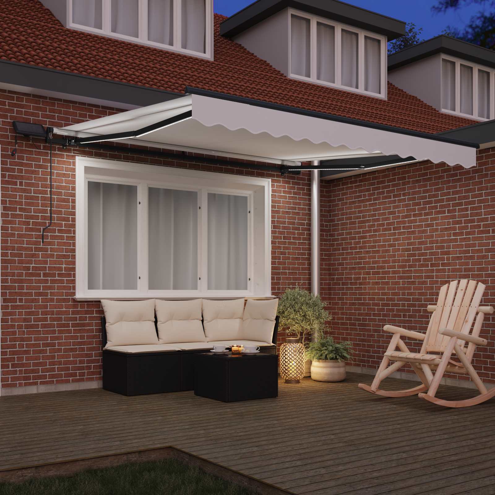 Skrovita tenda S LED lampica Bijelo 300 x 250 cm tkanina