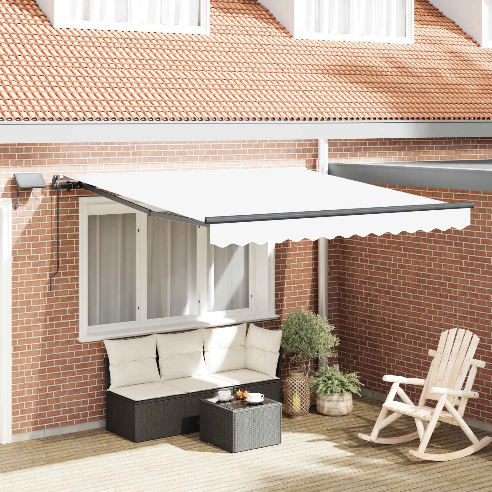 Skrovita tenda S LED lampica Bijelo 300 x 250 cm tkanina