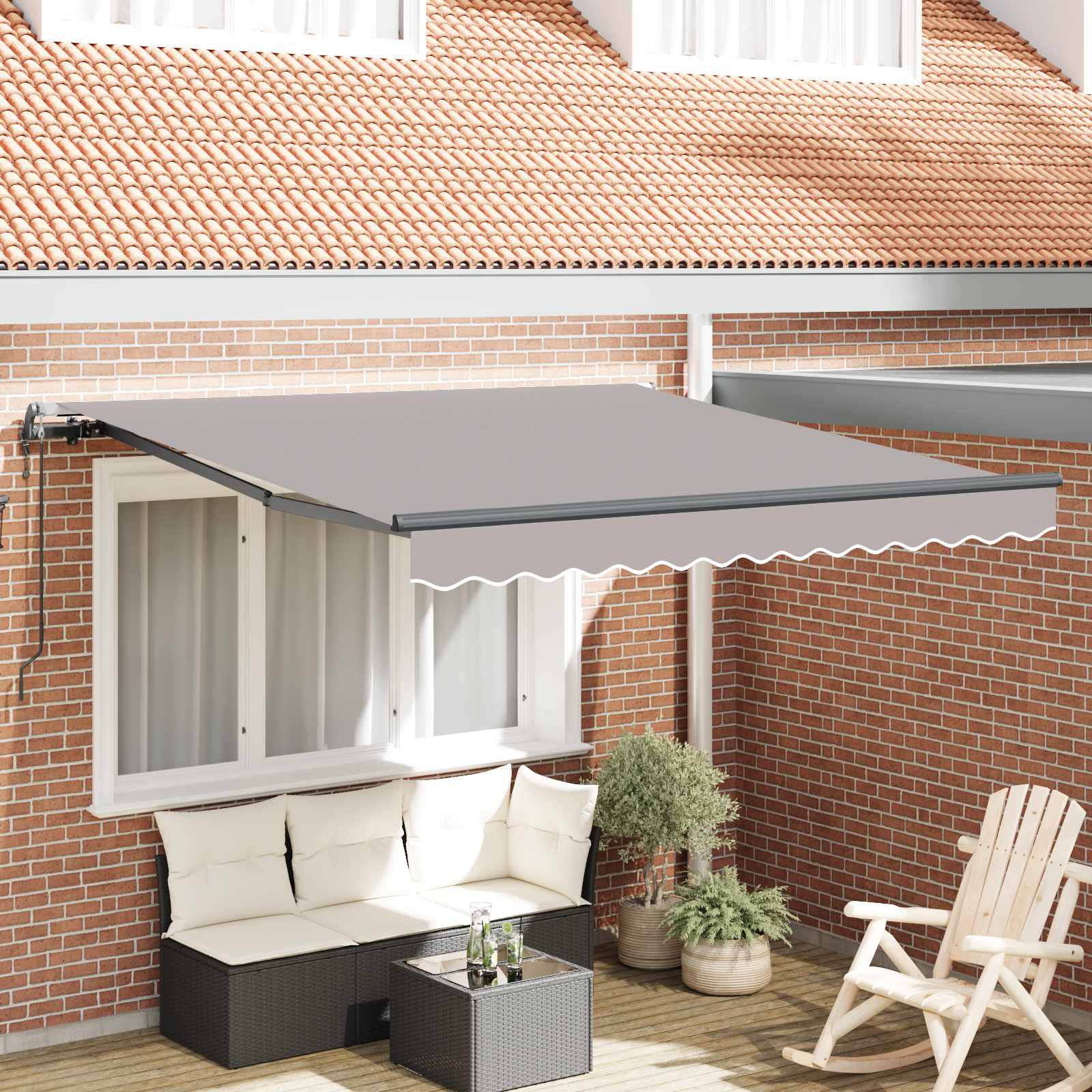 Skrovita tenda Svijetlo siva 300 x 250 cm Tkanina i Aluminij