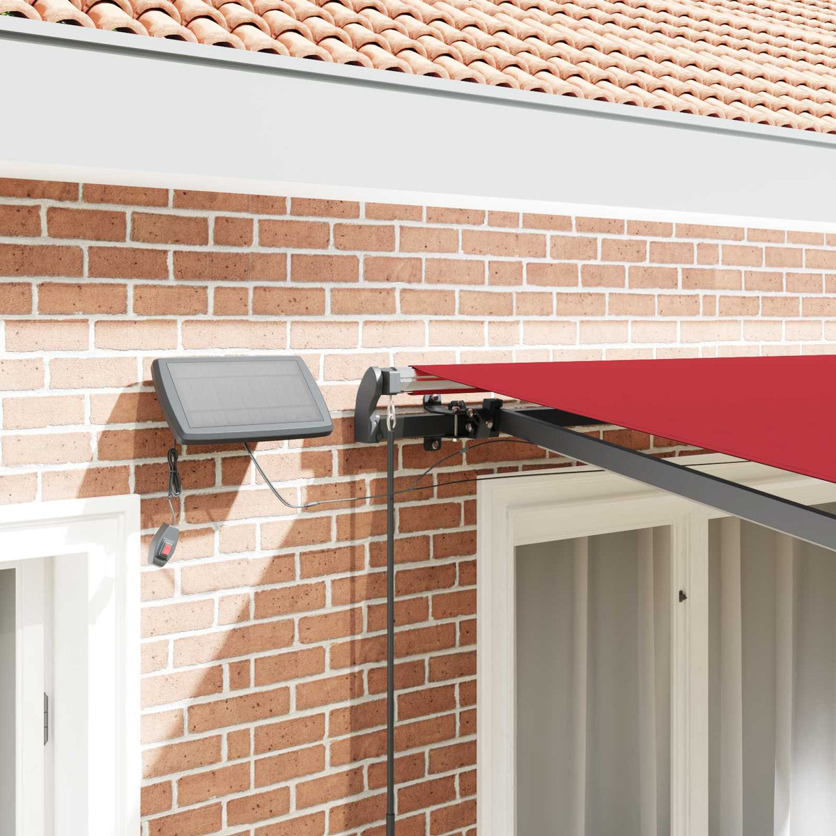 Skrovita tenda S LED lampica Crvena 300 x 250 cm tkanina
