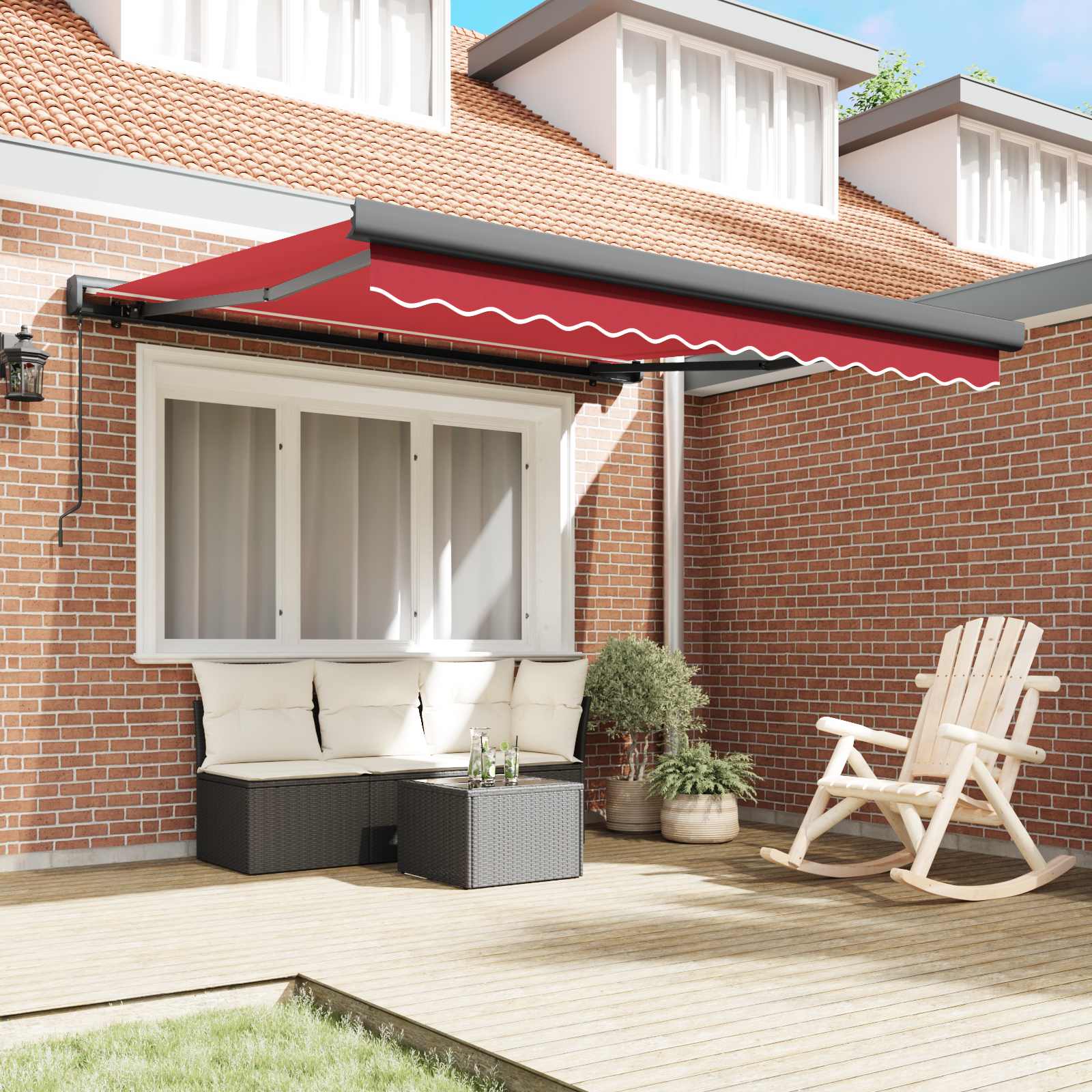 Povlačivi tende Crvena 300 x 250 cm Platno i Aluminij