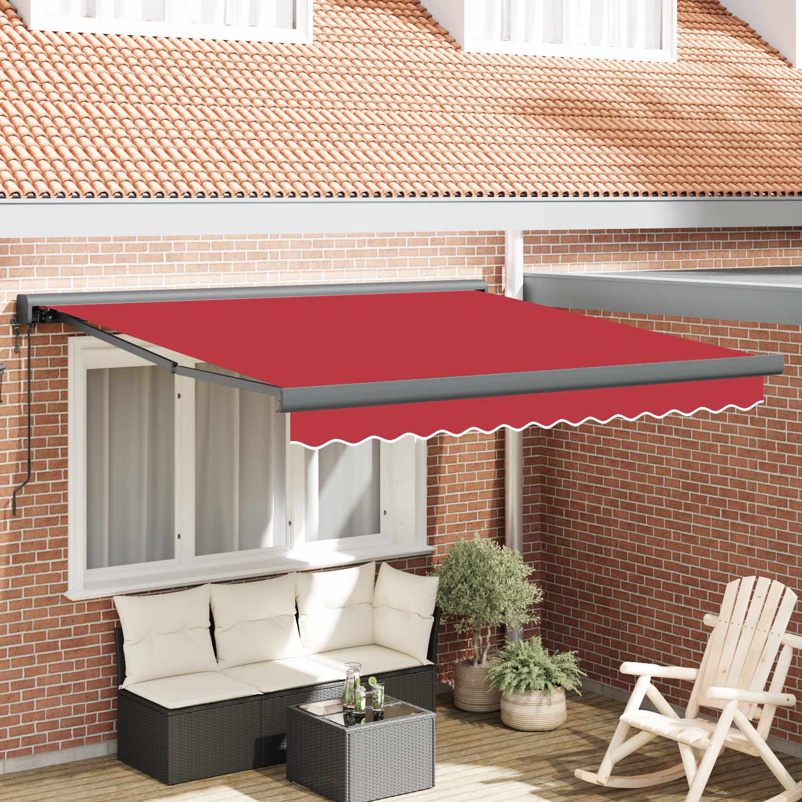 Nadstrešnica Crvena 300 x 250 x 165 cm Poliester i aluminij
