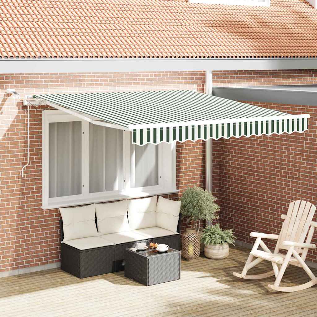 Skrovita tenda Zelena i bijela 300 x 250 cm Poliester i metal