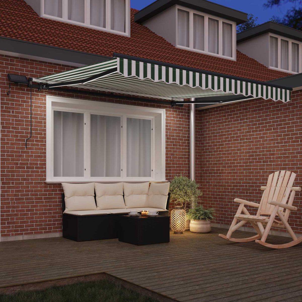Skrovita tenda Zelena i bijela 300 x 250 cm tkanina