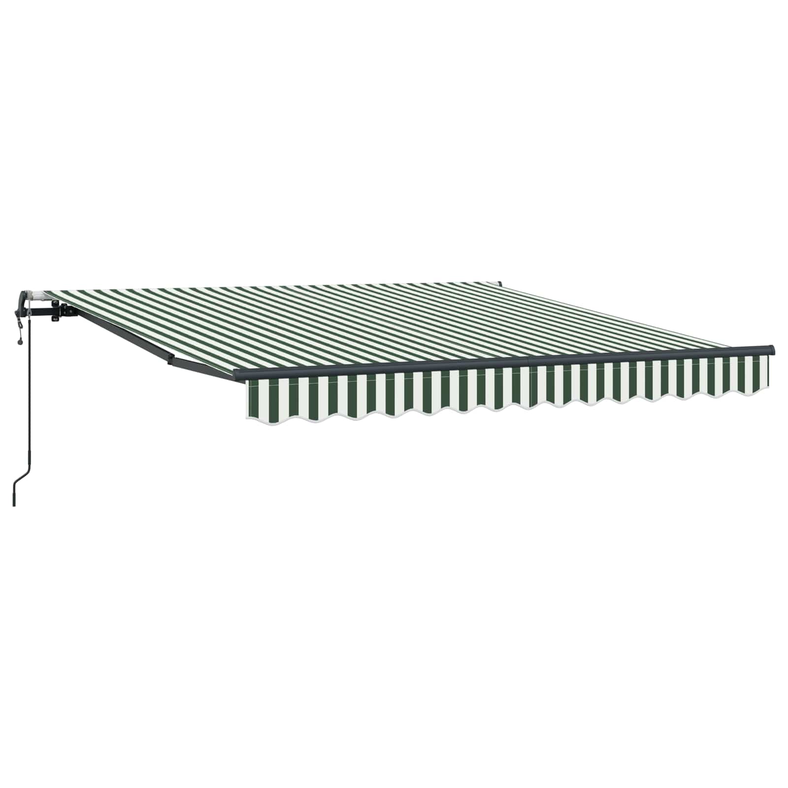 Skrovita tenda Zelena i bijela 300 x 250 cm Tkanina i Aluminij