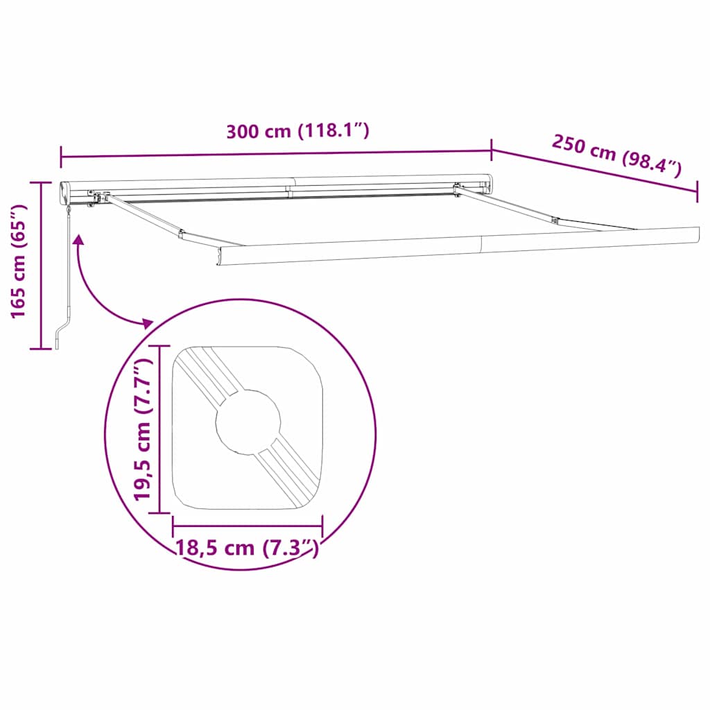 Skrovita tenda Zelena i bijela 300 x 250 cm Tkanina i Metal
