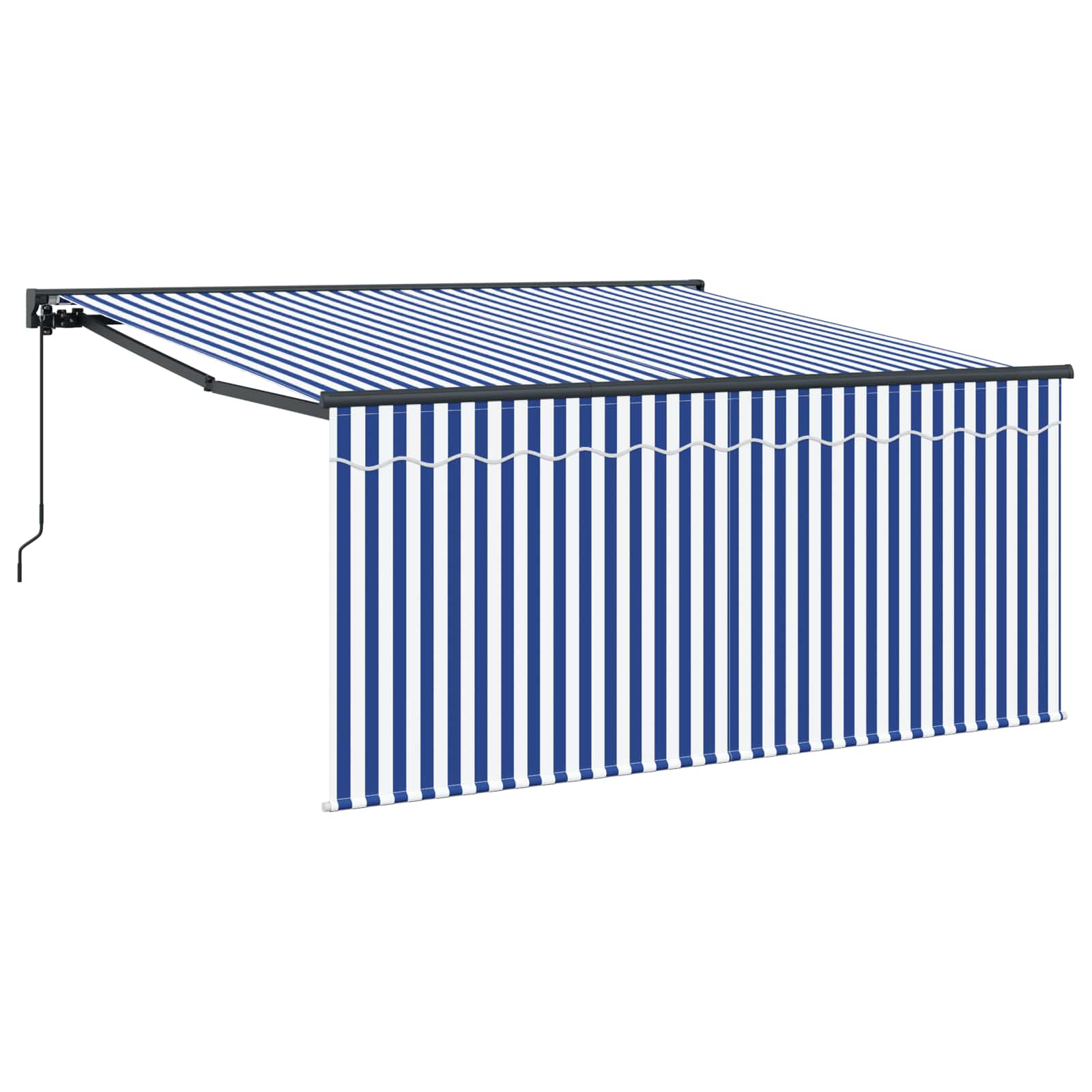 Skrovita tenda Plava i bijela 350 x 250 cm Poliester i aluminij