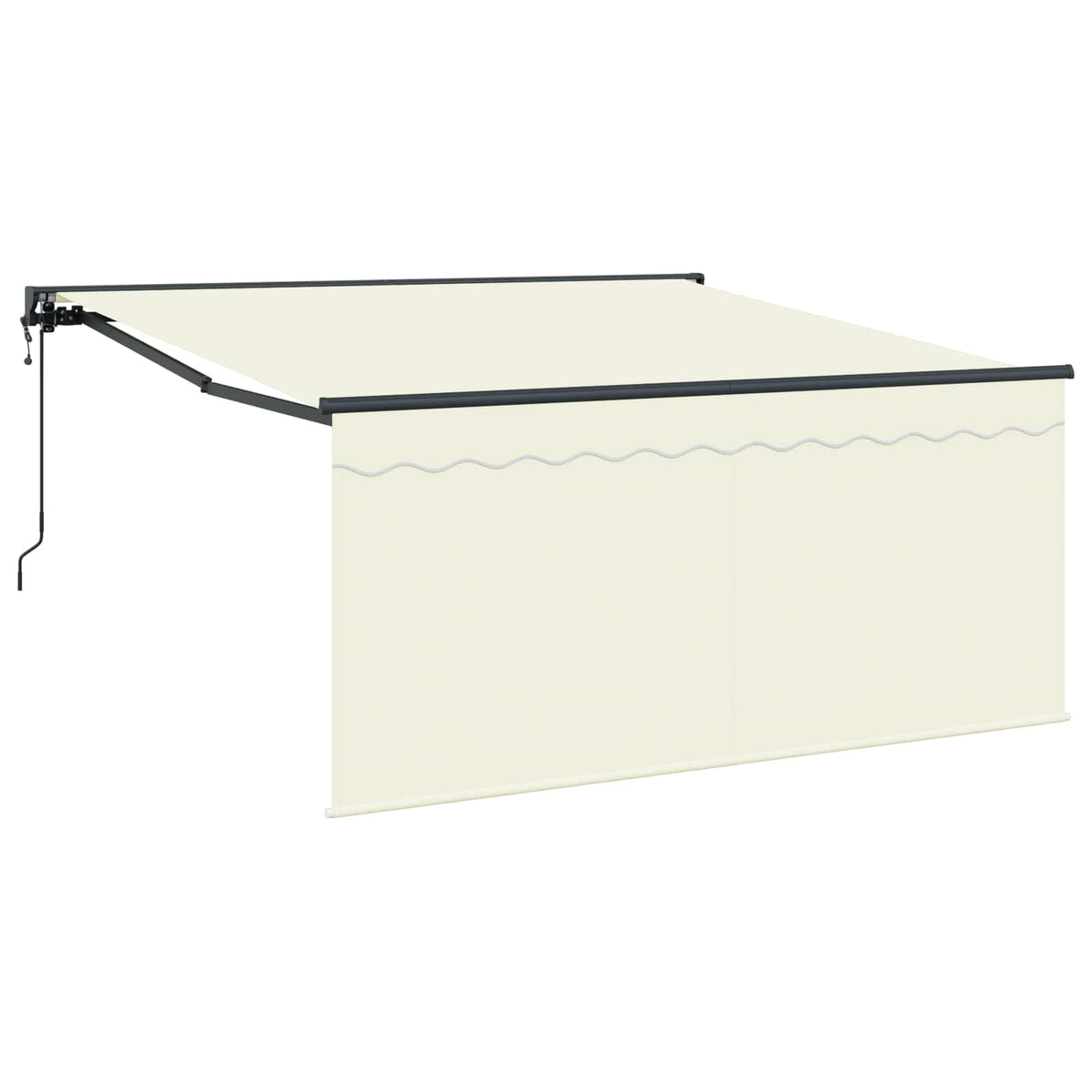 Skrovita tenda Krema 350 x 250 cm Poliester i aluminij
