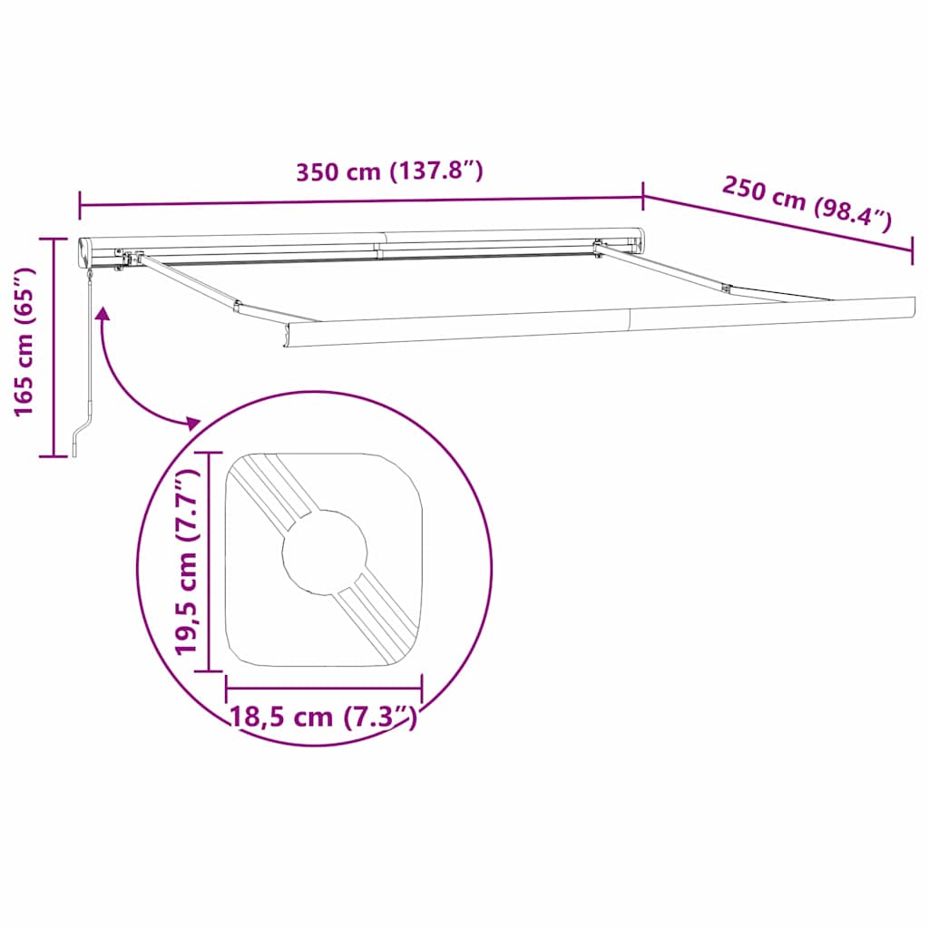 Skrovita tenda Crvena i Crna 350 x 250 cm Tkanina i Metal