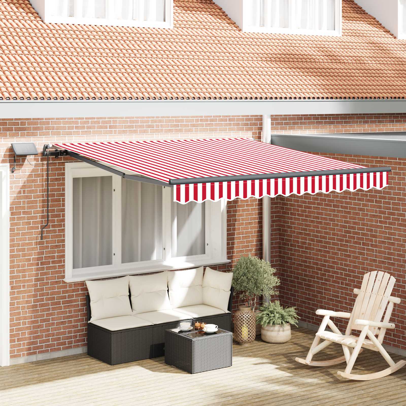 Skrovita tenda Crvena i bijela 350 x 250 cm tkanina