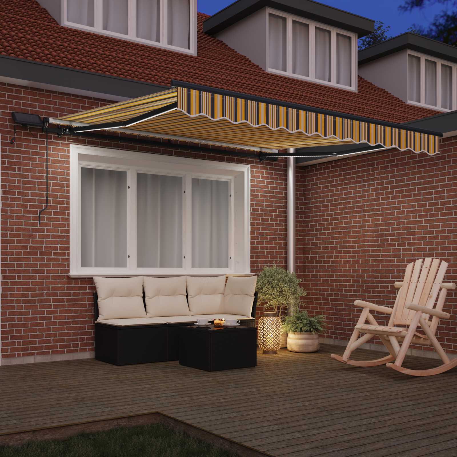 Skrovita tenda S LED lampica Šareni 350 x 250 cm tkanina