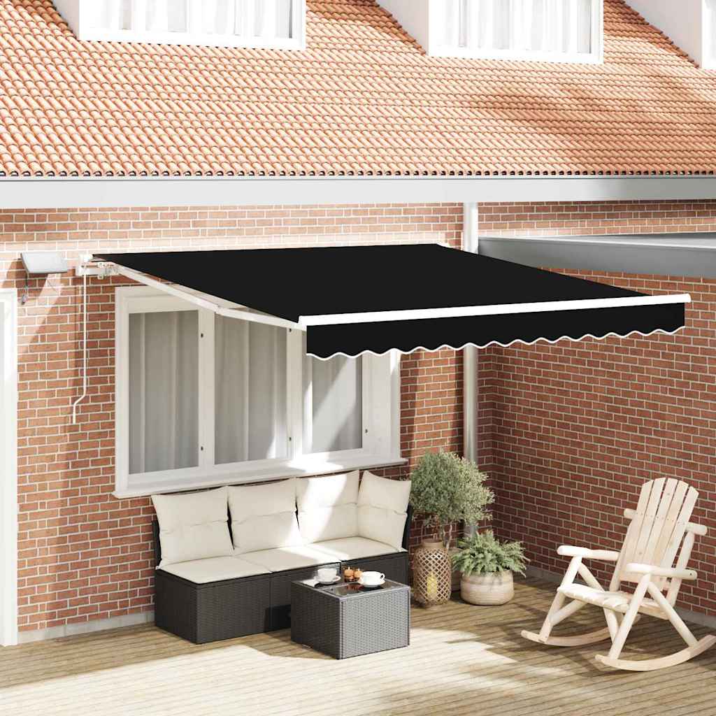 Skrovita tenda Crna 350 x 250 cm Tkanina i čelik