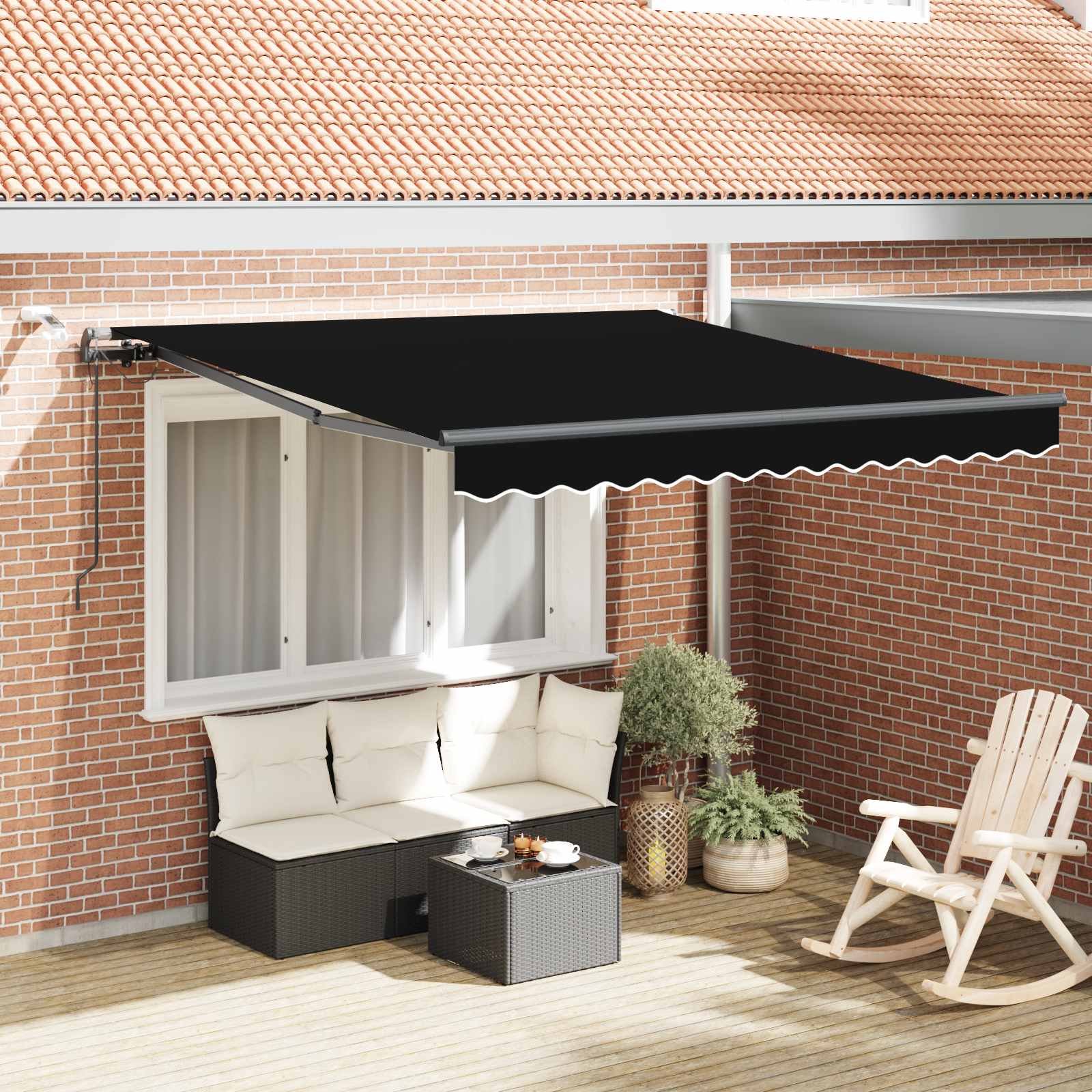 Tkanina za tende s Crna 350 x 250 cm Poliester