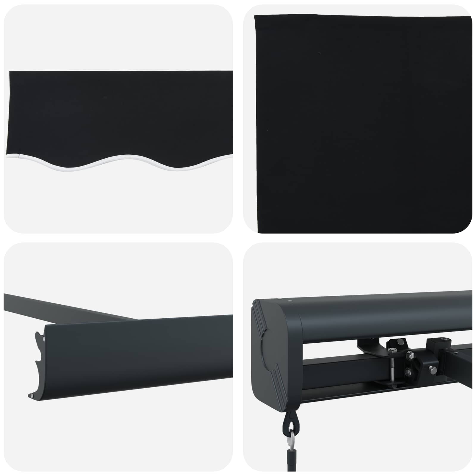 Povlačivi tende Crna 350 x 250 cm Platno i Aluminij