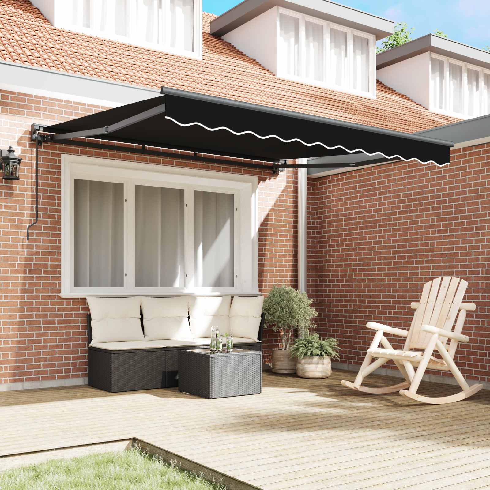 Okvir tende Crna 350 x 250 cm Poliester s PU premazom