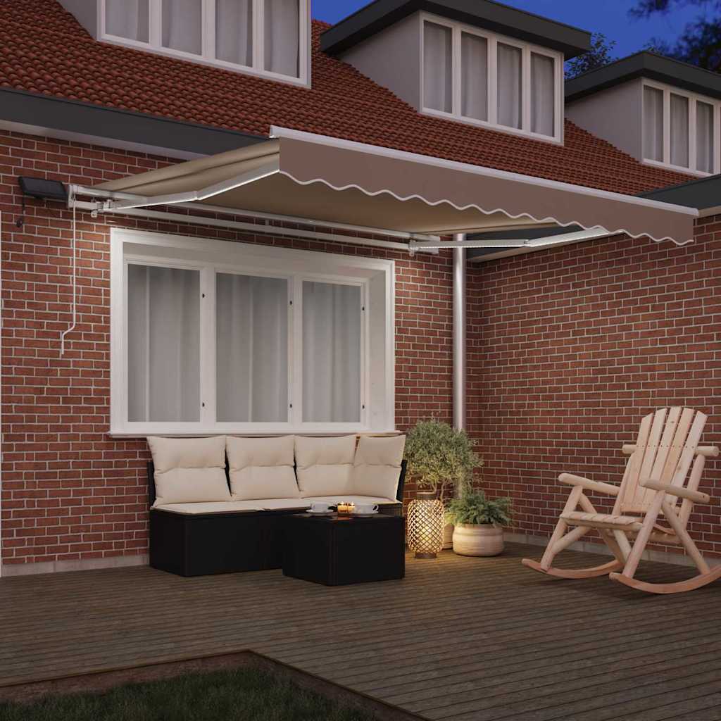 Skrovita tenda S LED lampica Bež 350 x 250 cm Tkanina i čelik