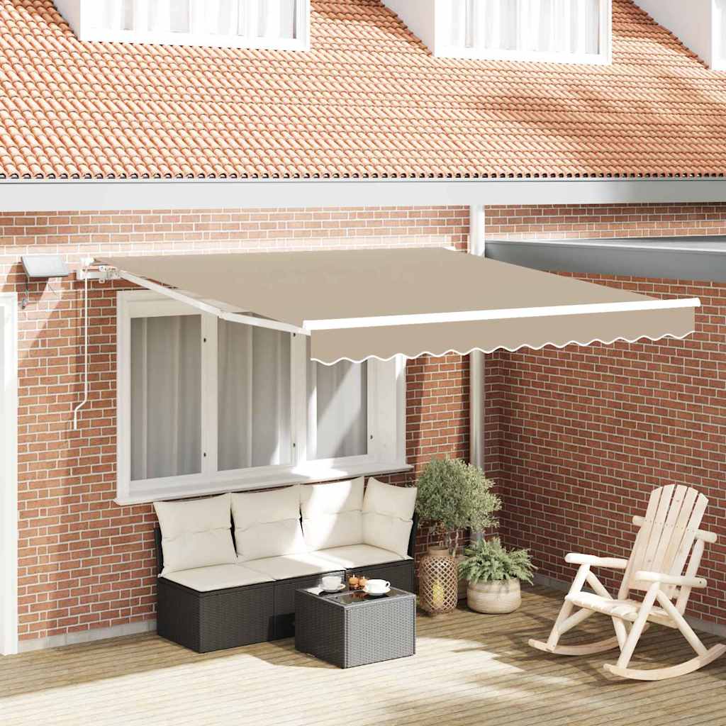 Skrovita tenda S LED lampica Bež 350 x 250 cm Tkanina i čelik