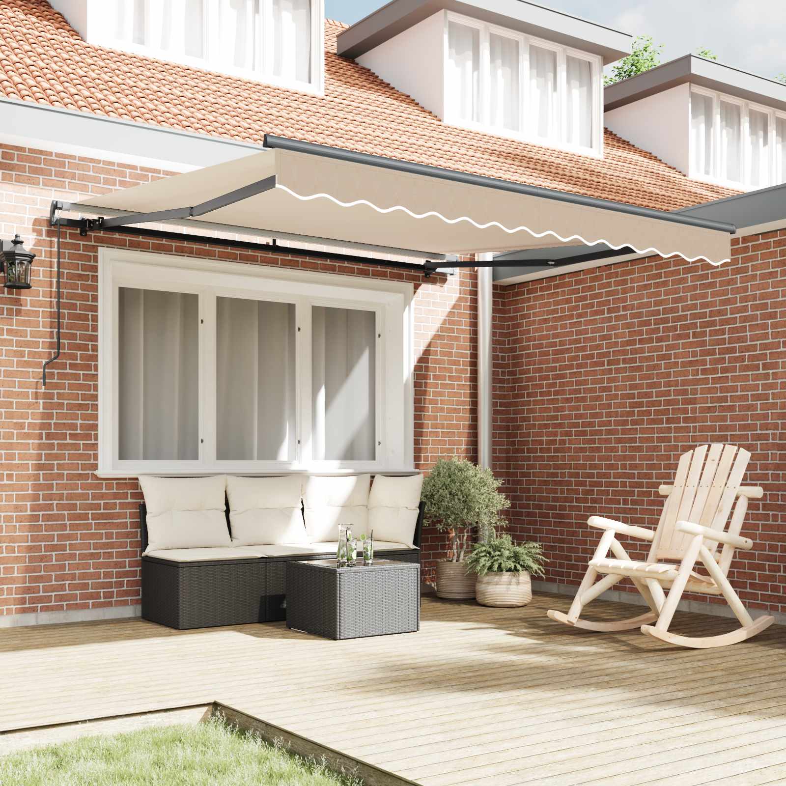 Skrovita tenda Bež 350 x 250 cm Poliester i čelik