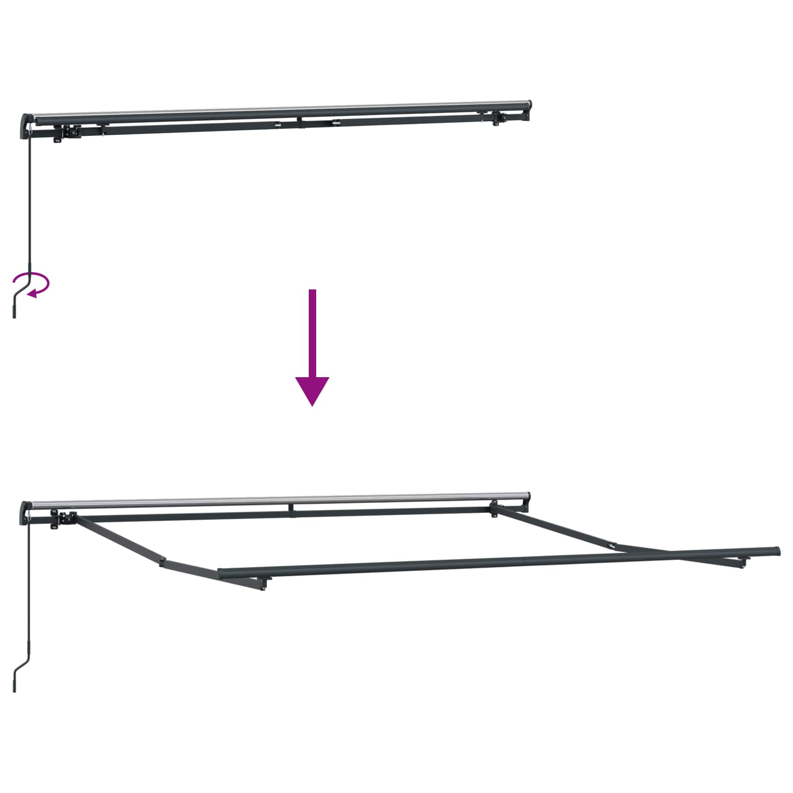 Skrovita tenda Bež 350 x 250 cm Poliester i čelik