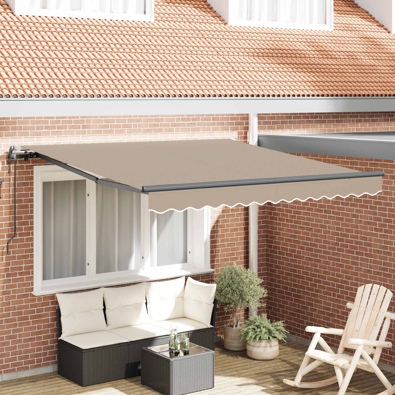 Skrovita tenda Bež 350 x 250 cm Tkanina i Aluminij