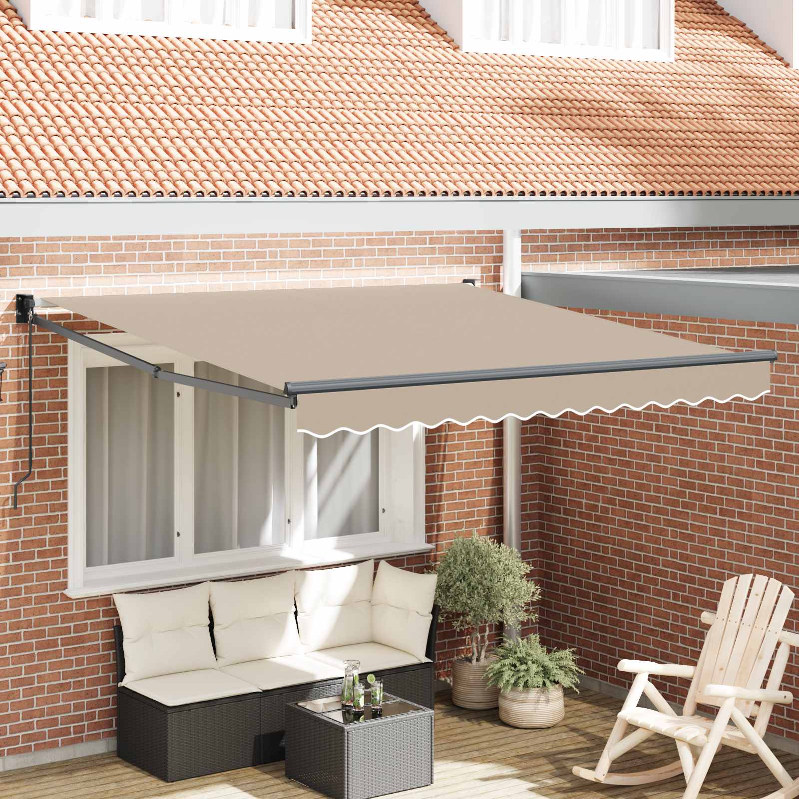 Povlačivi tende Bež 350 x 250 cm 100% Poliester i Aluminij