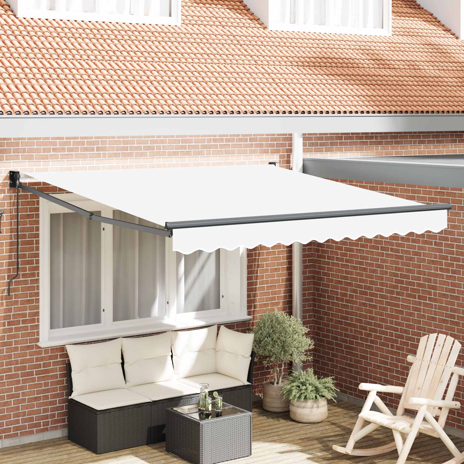 Povlačivi tende Bijela 350 x 250 cm 100% Poliester i Aluminij