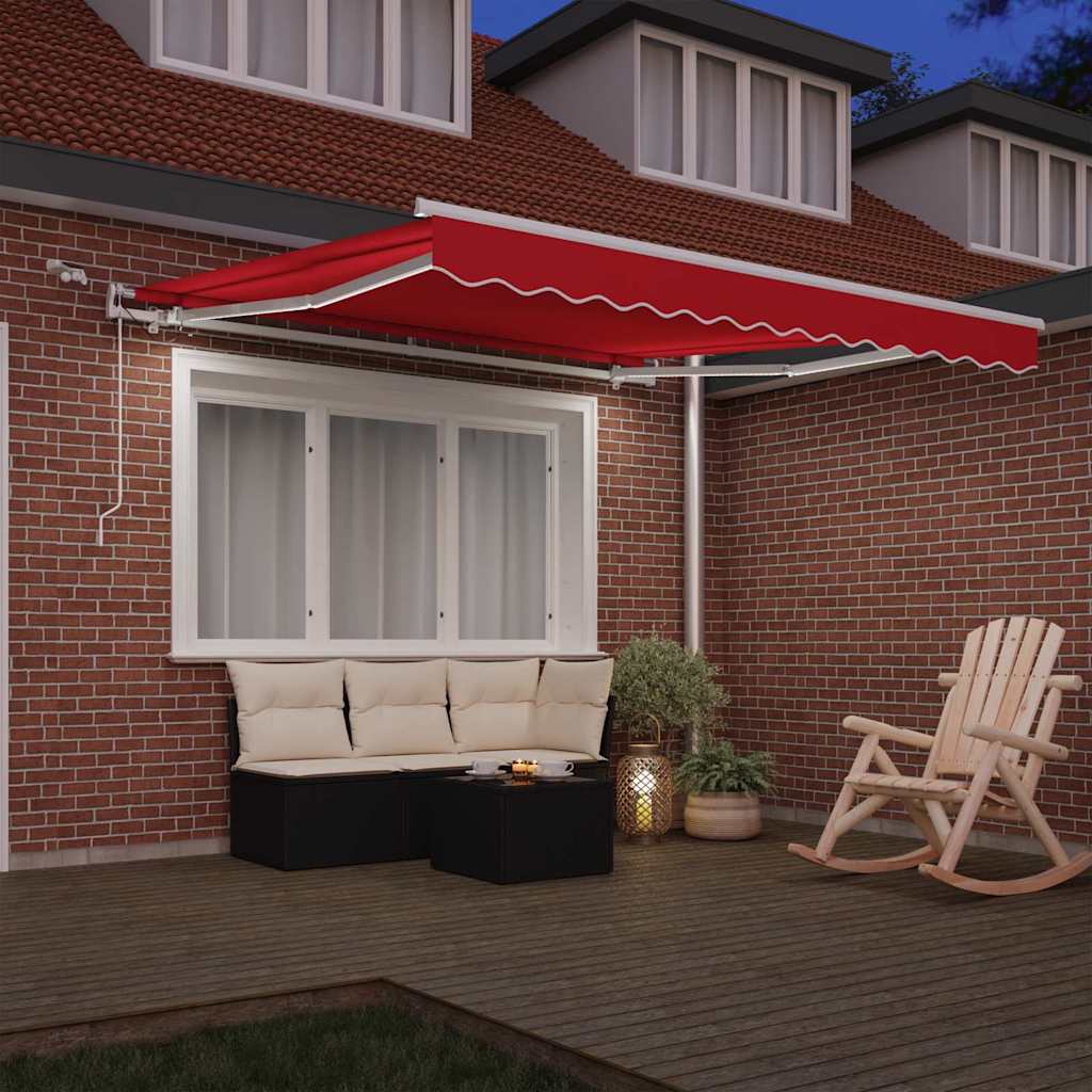 Skrovita tenda Crvena 350 x 250 cm Poliester i metal