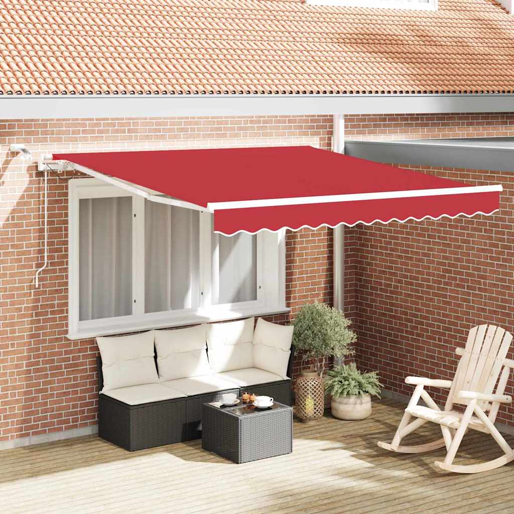 Skrovita tenda Crvena 350 x 250 cm Poliester i metal