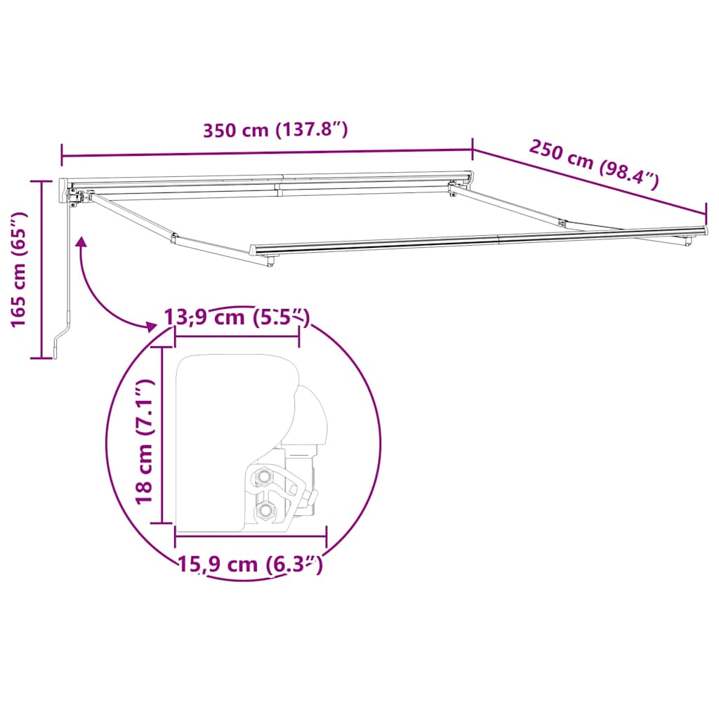 Okvir tende Crvena 350 x 250 cm Poliester s PU premazom