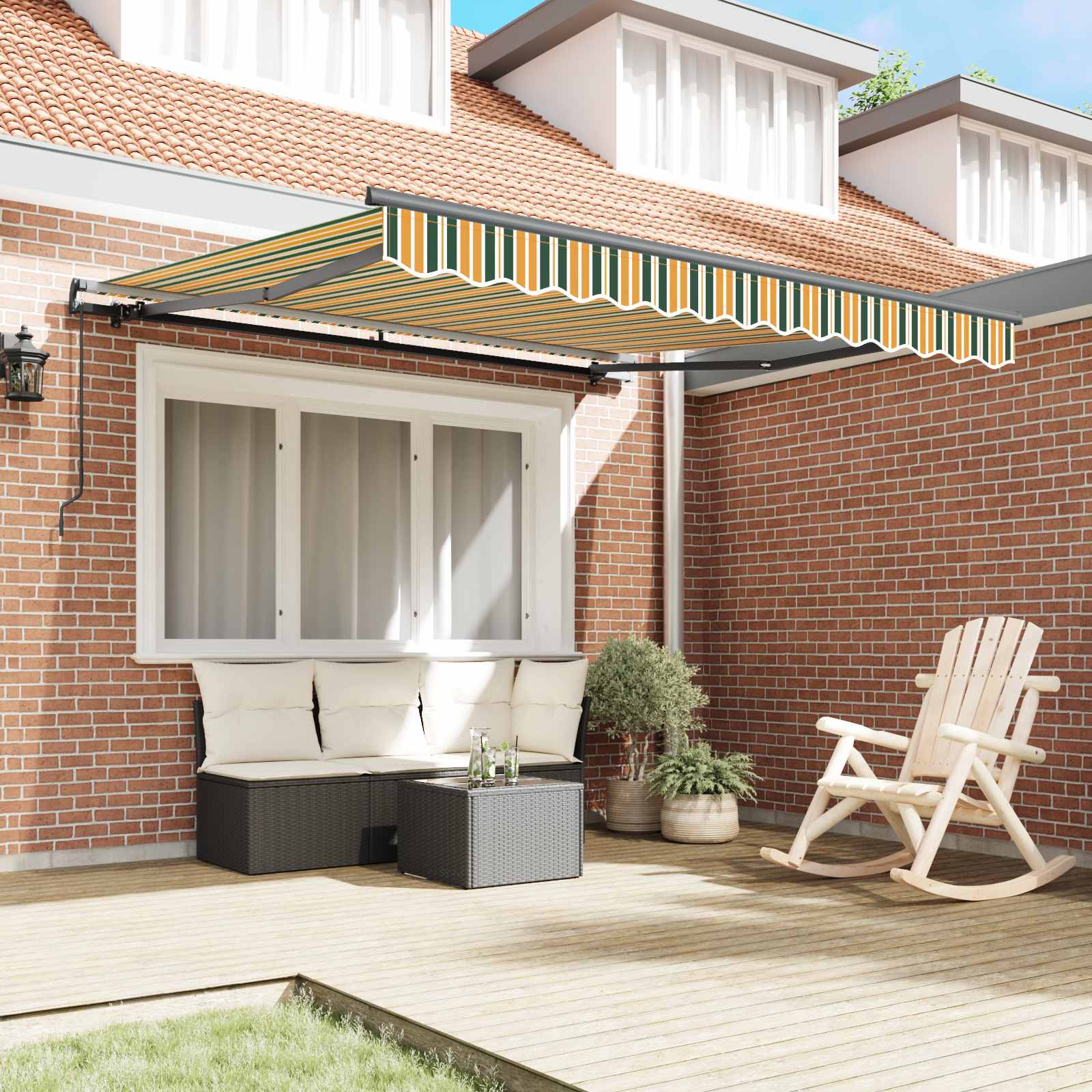 Povlačivi tende Zelena i žuta 350 x 250 cm Poliester i aluminij