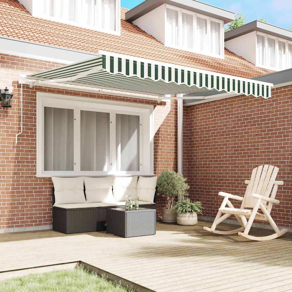 Skrovita tenda Zelena i bijela 350 x 250 cm