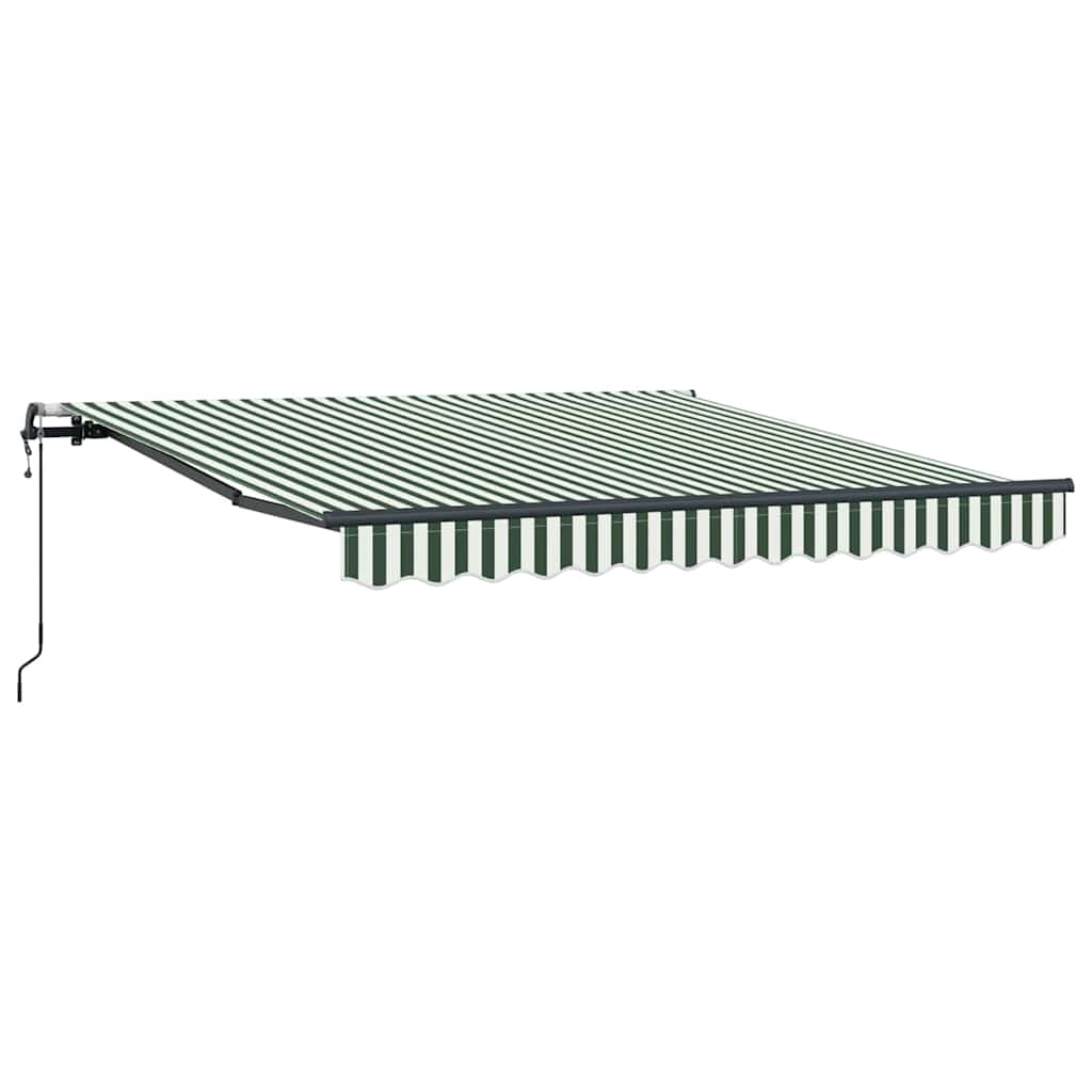 Skrovita tenda Zelena i bijela 350 x 250 cm Tkanina i Aluminij