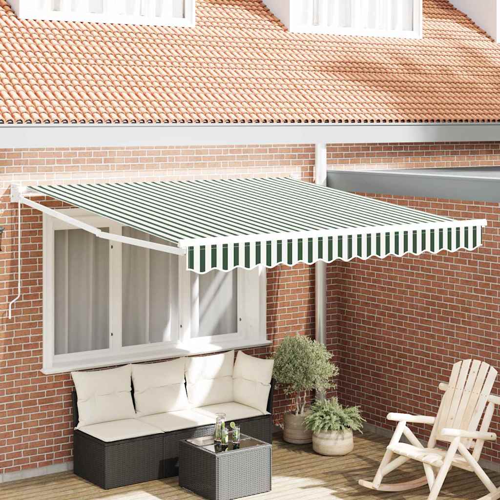 Skrovita tenda Zelena i bijela 350 x 250 cm