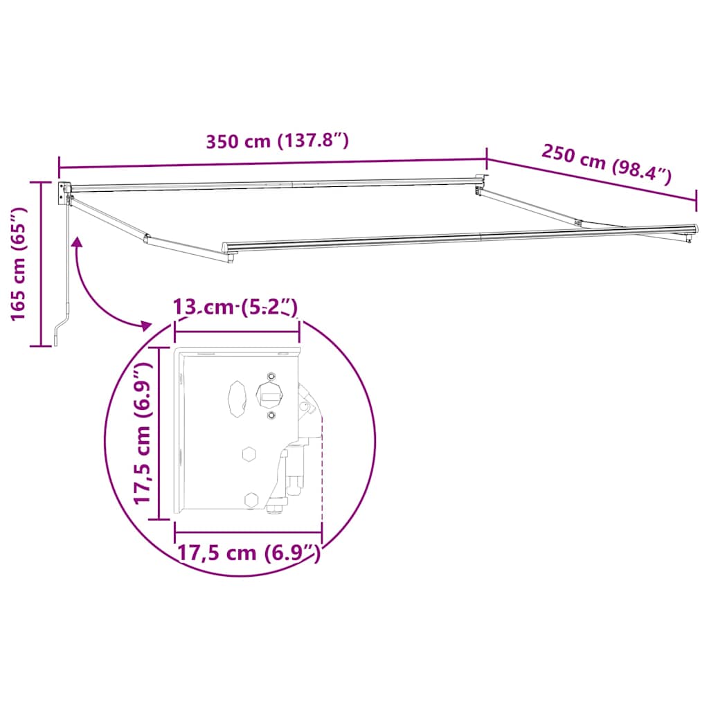Skrovita tenda Zelena i bijela 350 x 250 cm