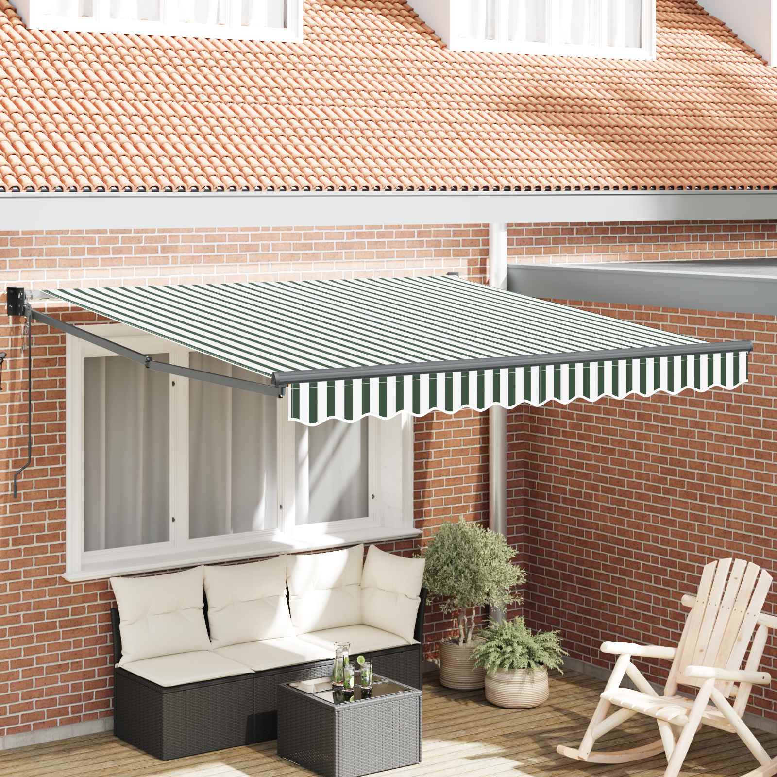 Skrovita tenda Zelena i bijela 350 x 250 cm