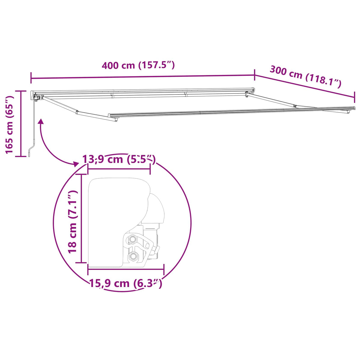 Okvir tende Antracit 400 × 300 cm Poliester s PU premazom