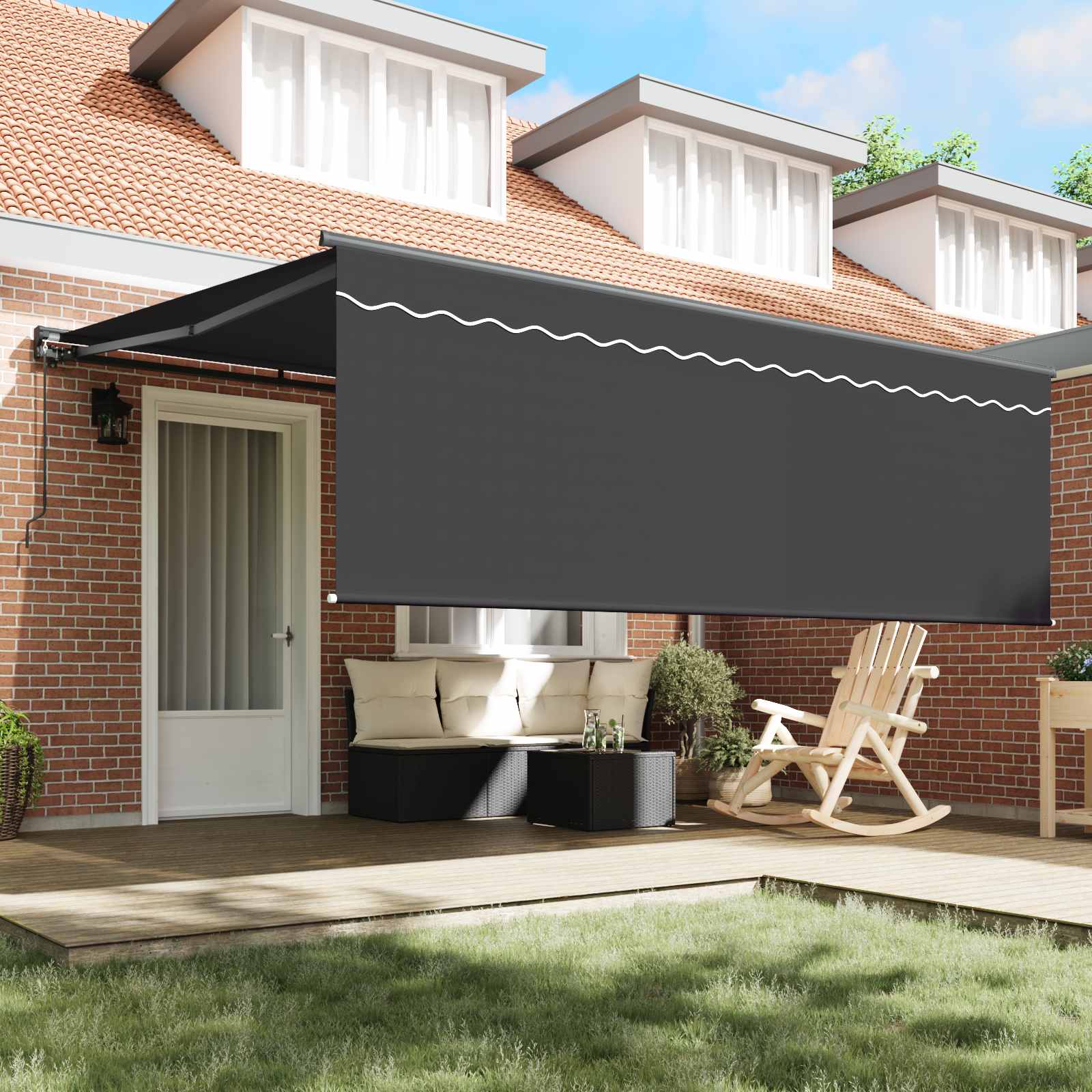Skrovita tenda Antracit 400 × 300 cm Poliester i aluminij
