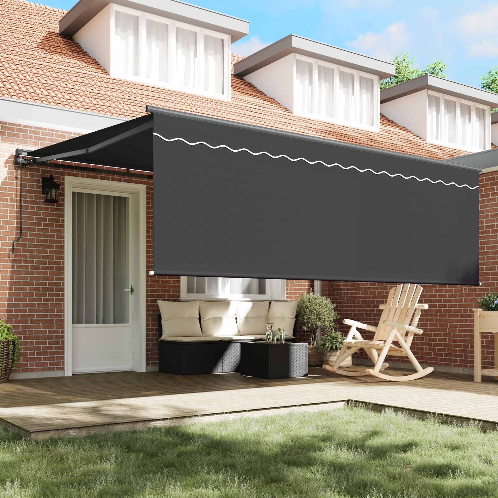 Skrovita tenda Antracit 400 × 300 cm Poliester i aluminij