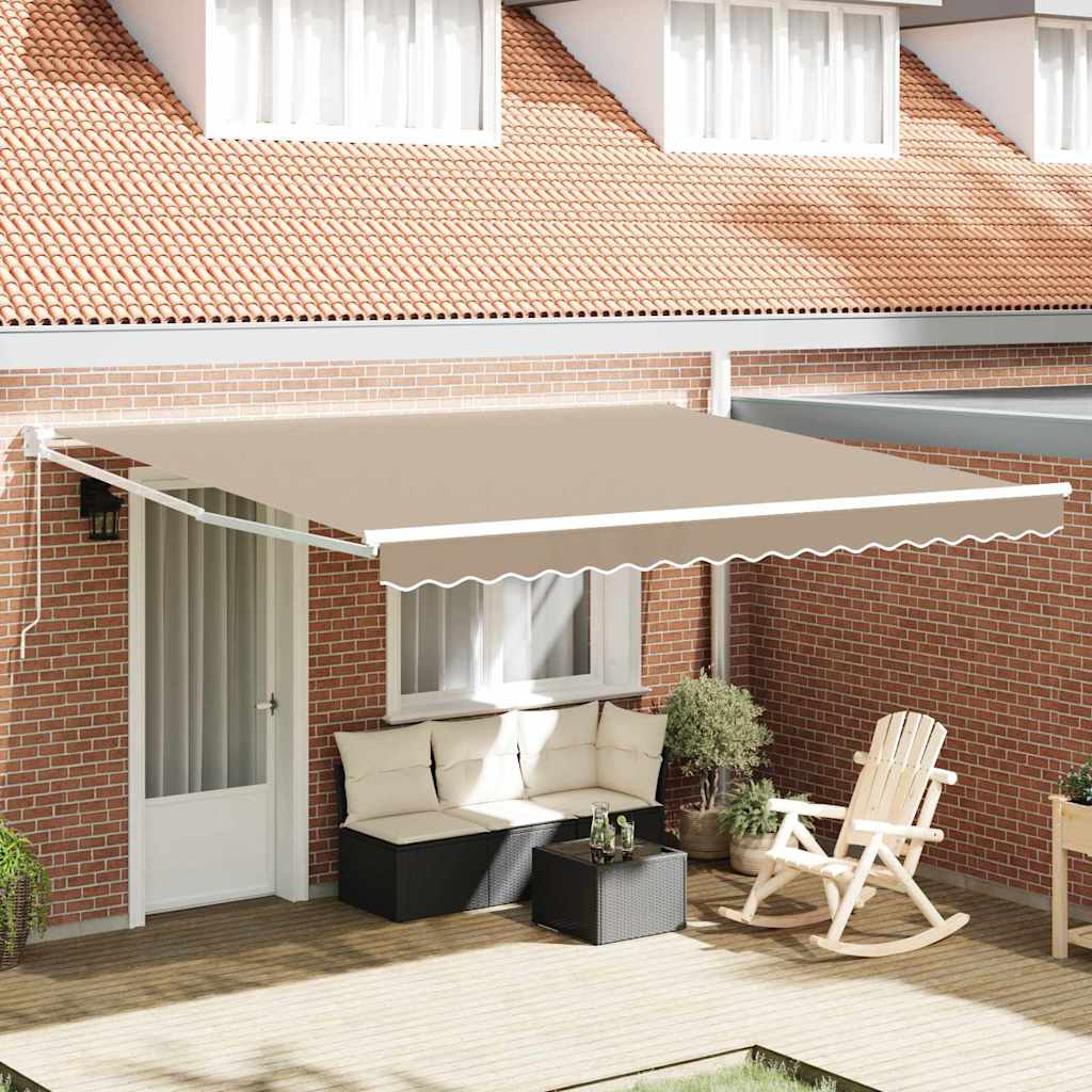 Skrovita tenda Bež 400 × 300 cm Poliester i aluminij