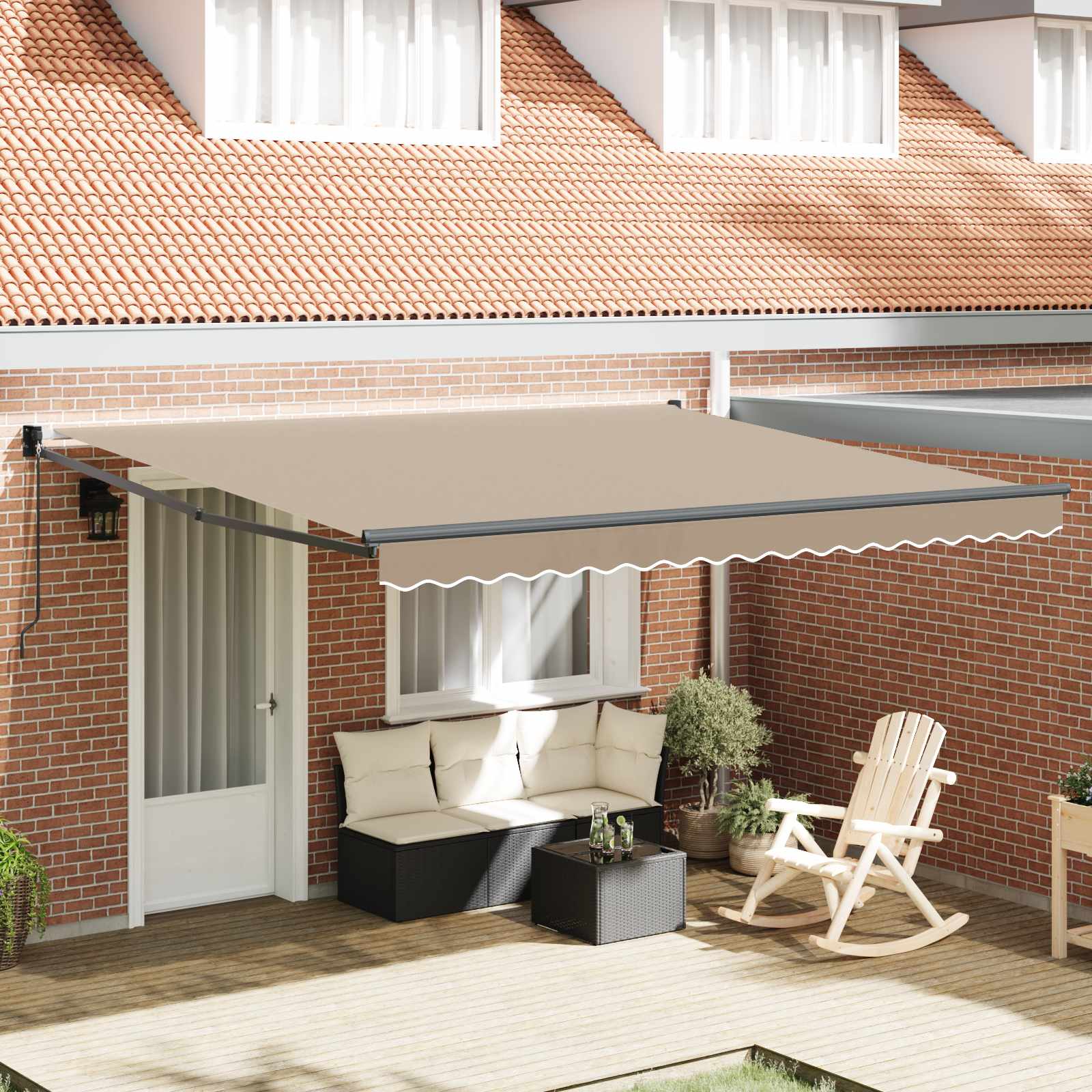 Povlačivi tende Bež 400 × 300 cm 100% Poliester i Aluminij
