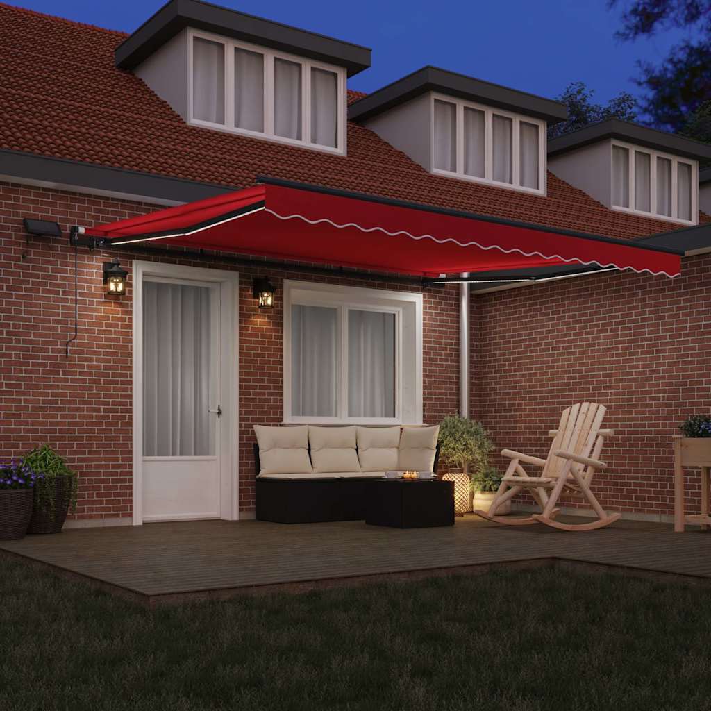Skrovita tenda S LED lampica Crvena 400 × 300 cm tkanina