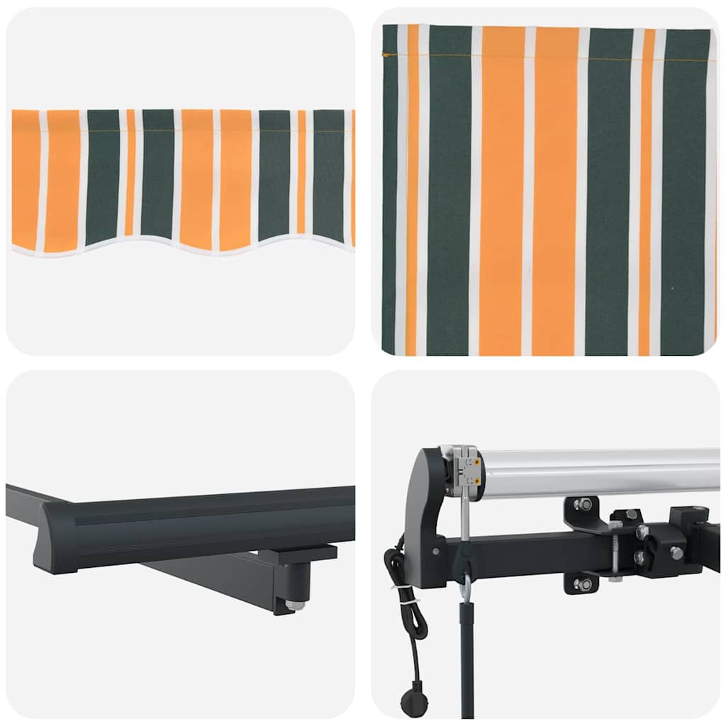 Skrovita tenda Zelena i žuta 400 × 300 cm Tkanina i Aluminij