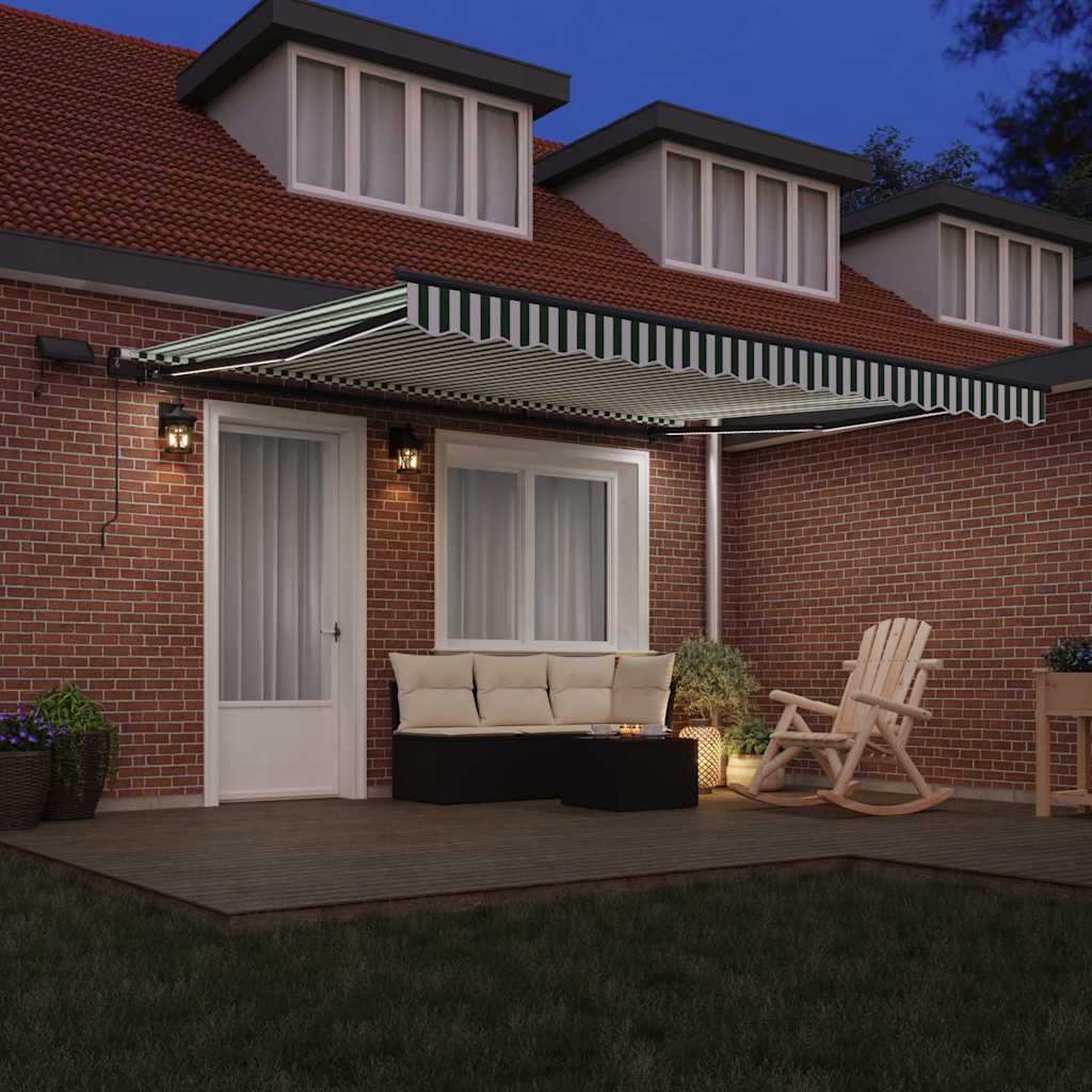 Skrovita tenda Zelena i bijela 400 ×300 cm tkanina