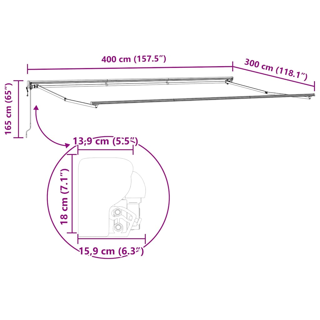 Okvir tende Zelena i bijela 400 × 300 cm